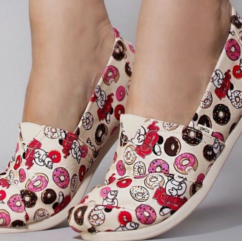 TOMS x Randy's Donuts Women's Slip-On Shoes - Size W 11 - Fun Donut Print